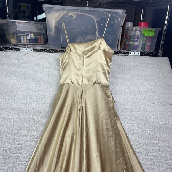 Vintage Aspeed Satin Gold Maxi Dress Women’s Size M Evening Gown Party Formal - Picture 11 of 12